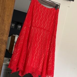Elegant Red Lace Skirt